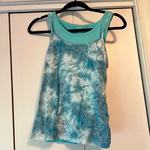 Danskin Now Athletic Top - Tank w/Overlay - Blue/White - Medium